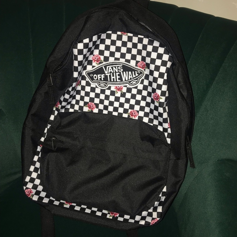 Vans checkered rose embroidered backpack